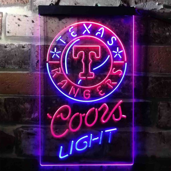 Texas Rangers Coors Light Dual LED Neon Light Sign